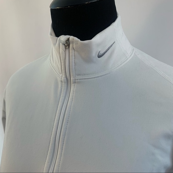 Nike Fit Dry Shirt Fleece Lined 1/4 Zip Top Long Sleeve White Girls Size XL - Picture 3 of 4